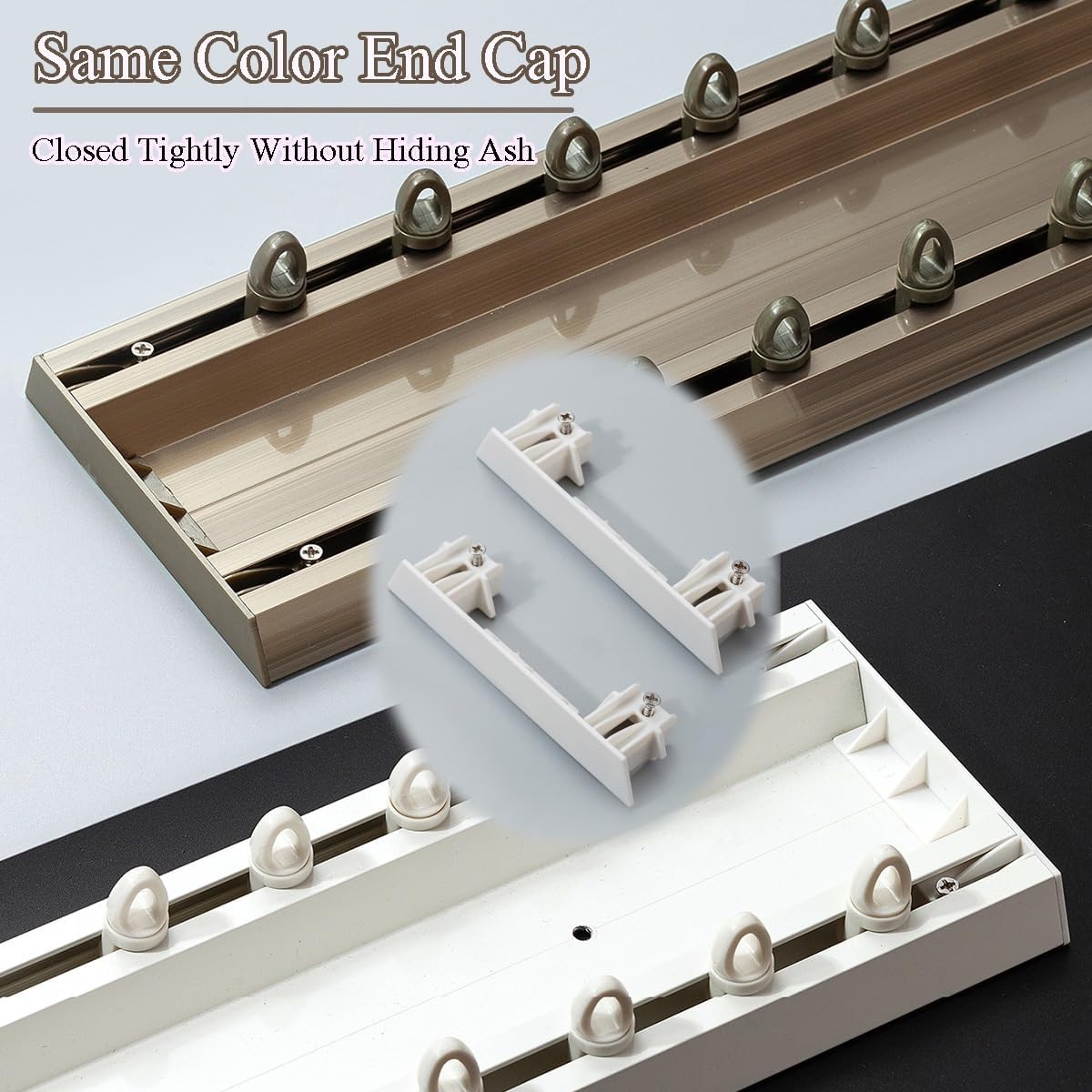 Ceiling Conjoined Double Track, Heavy-Duty Silent Window Curtain Rod Pole, 150cm/4.9ft Aluminium Curtain Rail Room Divider for Bedroom Living Room Hospital(White B,330cm(3 * 110cm))