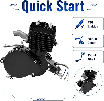 80CC Motorized Bike Kit 2 Stroke Gas Bike Motor Kit | CDI Ignition Manual Clutch 0.53GAL Fuel Tank 2.58HP Single-Cylinder Gasoline Engine for 26-28 In V-Frame Bicycles