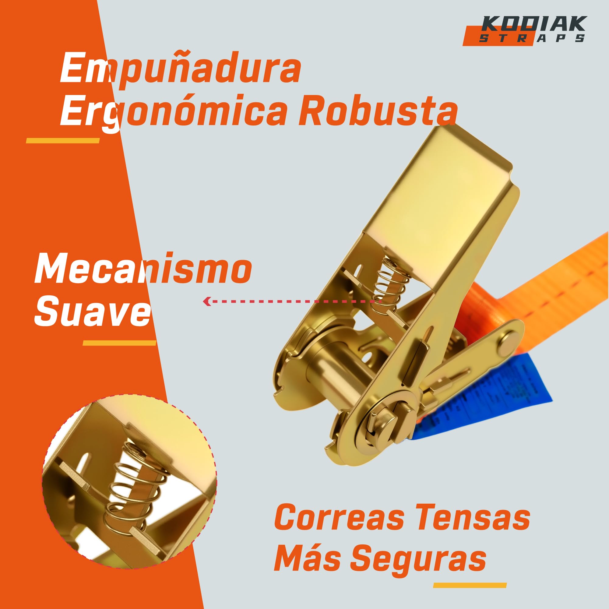 10 Correas Trinquete 4m 25mm 1000kg TÜV/GS para Equipaje Transporte
