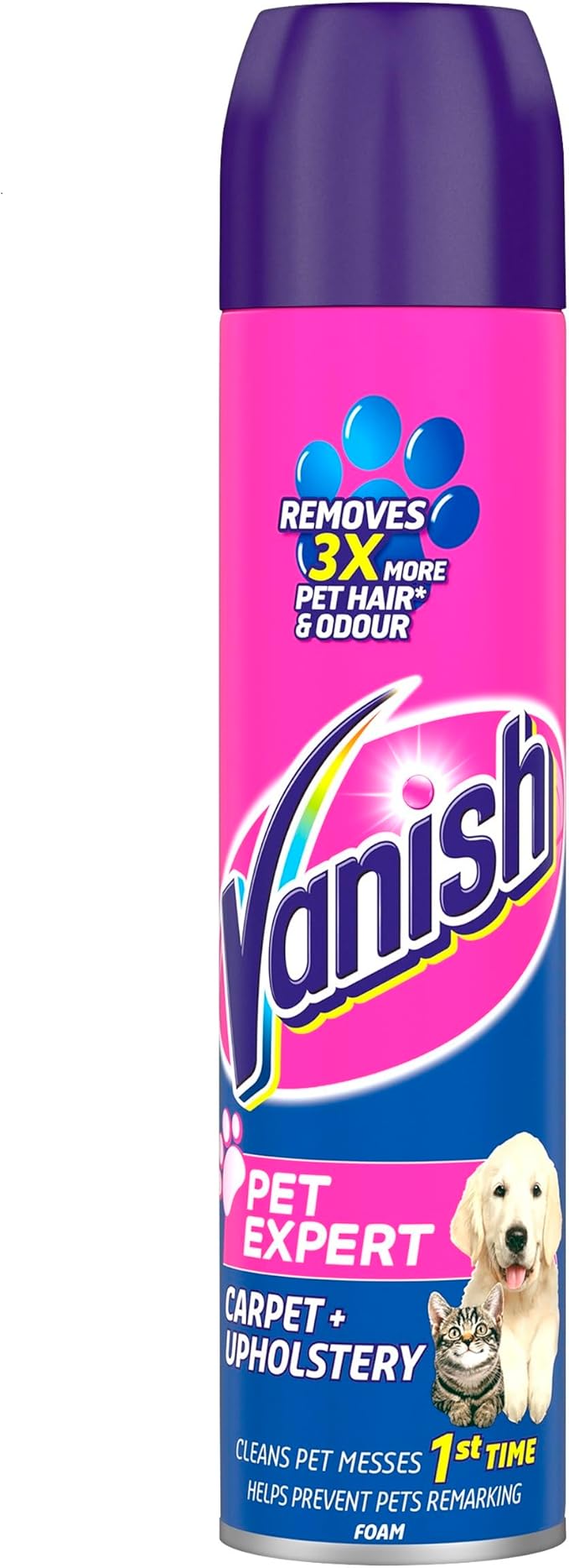 Vanish Carpet Cleaner + Upholstery, Pet Expert Foam Shampoo, Large Area