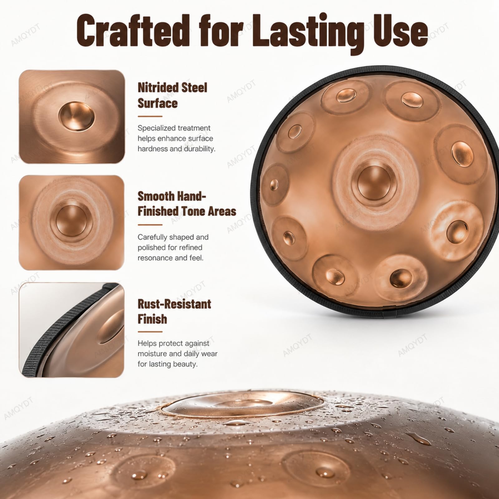 Handpan Professionale da 22 Pollici, D Kurd Handpan 22 Pollici 10 Note 432hz, Strumento Handpan in Acciaio Nitrurato da 1,2 Mm con Custodia, Supporto E Bacchette per Adulti