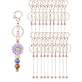 20 PCS DIY Keychain Bars - Beadable Plain Metal Base for Custom Keyrings, Backpack Charms & Purse Accessories, Craft Supplies