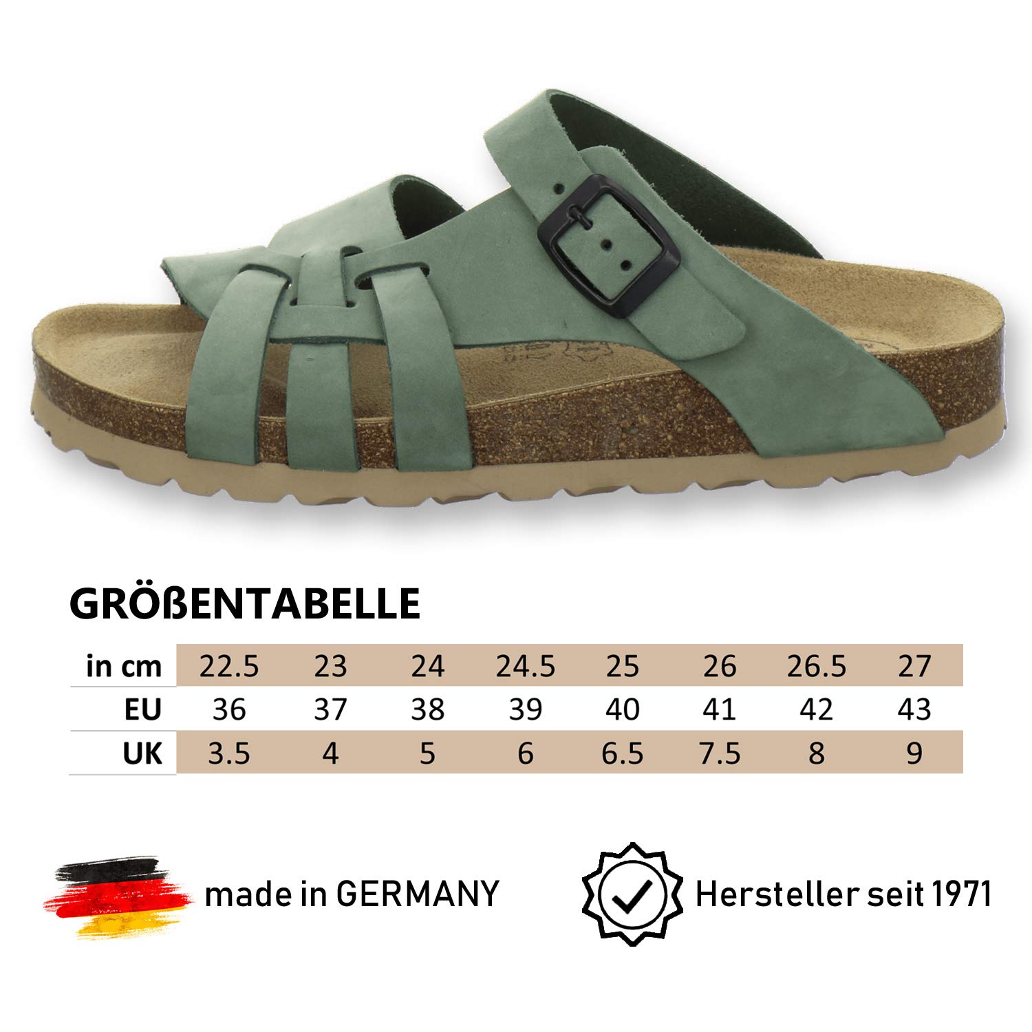 AFS-Schuhe Damen Pantoletten aus echtem Leder, hochwertige Hausschuhe für Frauen Made in Germany