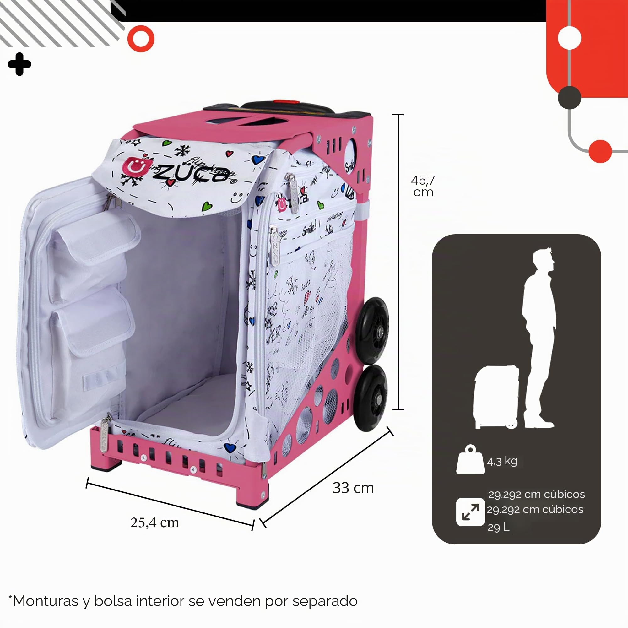 ZUCA Bolsa Deportiva de poliéster 600D Resistente al Agua, Lavable a Mano, con Inserto Deportivo Ice Dreamz