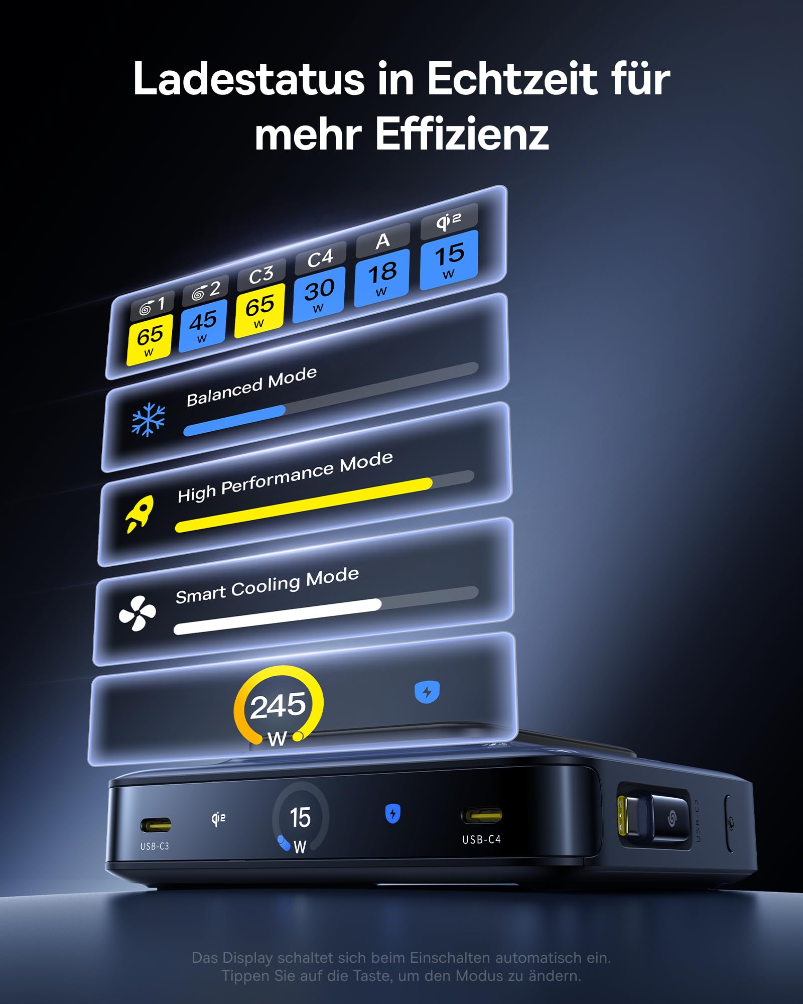 Baseus USB C Ladegerät 245W USB C Netzteil PD Ladegerät mit PPS, GaN Schnellladegerät kompatibel mit MacBook Pro/Air, iPad Pro, Steam Deck, iPhone 16-12 Serie, Galaxy S24 Ultra-S20, Pixel usw