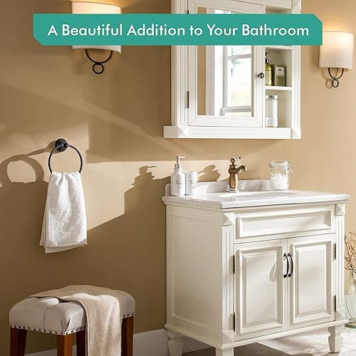 Miniatura 2 de FILTA Anillo de toalla para pared de baño, anillo de toalla de baño de bronce aceitado, anillo de toalla de baño a prueba de óxido, soporte redondo