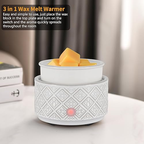 Miniatura 4 de Calentador de cera para cera perfumada, calentador de cera de cerámica 3 en 1, calentador eléctrico de velas para cera derretida, cubos de cera para