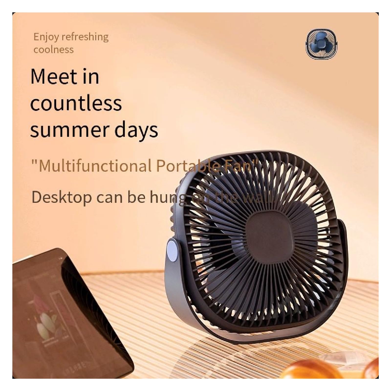 Ventilador pequeño, Mini ventilador de escritorio(Blue)