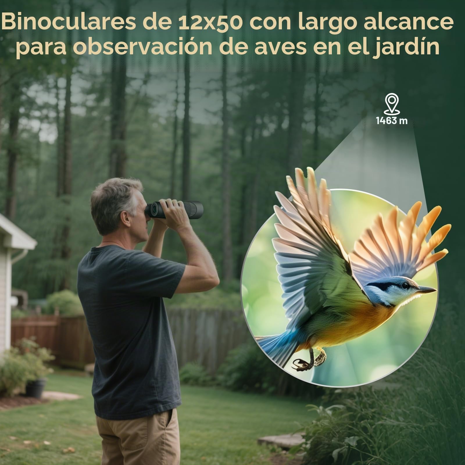 Prismáticos de observación de Aves de 12 x 50 para Adultos, prismáticos HD de Alta Potencia con visión Clara, prismáticos de fácil Enfoque con Largo Alcance para Caza, Senderismo, Viajes, Crucero,