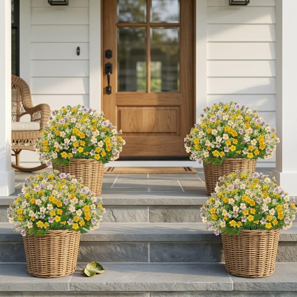 Artificial Wildflower Bouquet 36cm, Faux Daisy Flowers for Vase Decor
