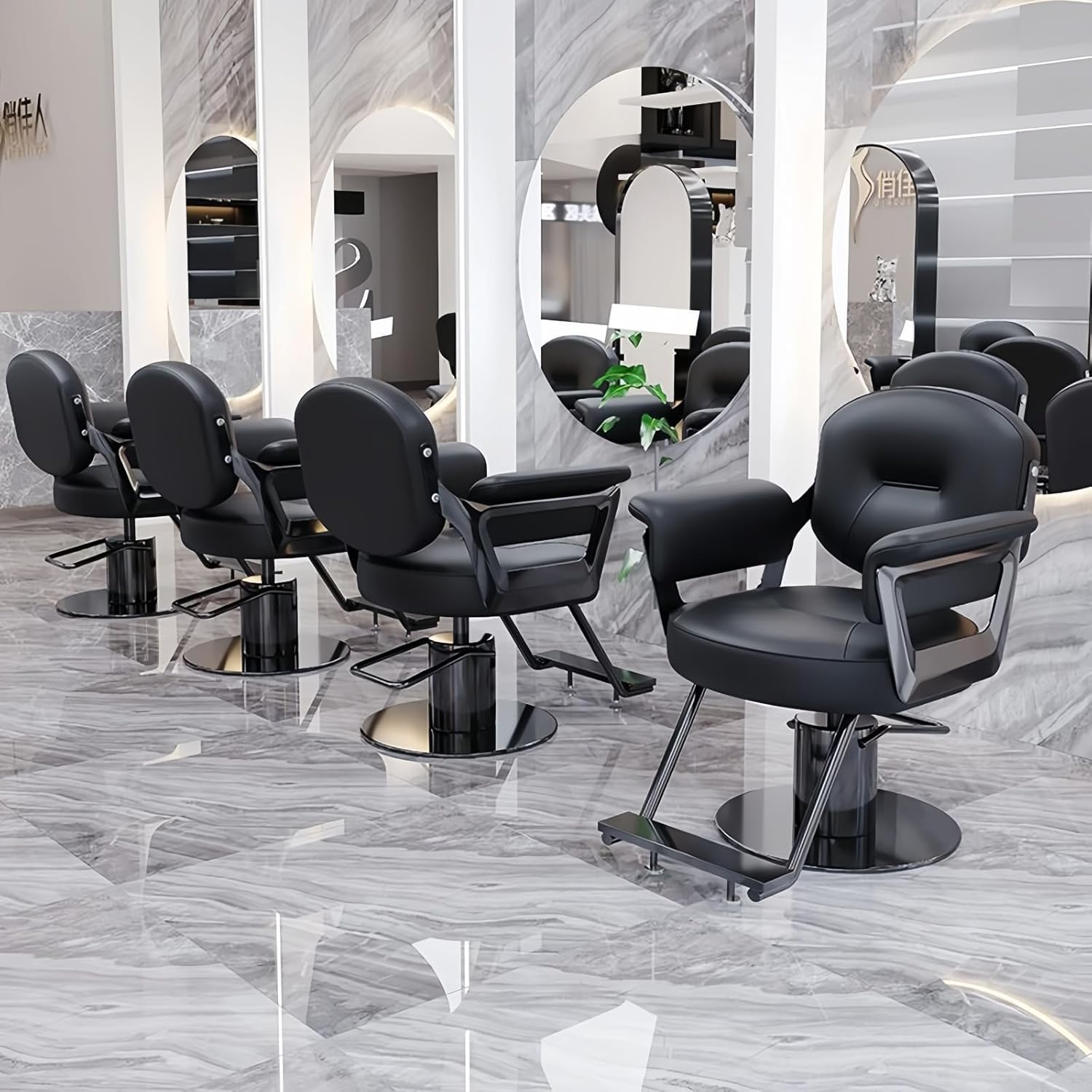 Salon Chair Heavy Duty for Stylist,Barber 360 Degree Swivel, Hydraulic Pump Hair Cutting, Beauty Spa Styling Hairdressing Tattoo Equipment,Orange,Round Base (Silver)
