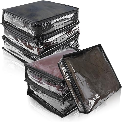 Bolsas de almacenamiento transparentes con cremallera, bolsas de almacenamiento de plástico para suéteres con cremallera, 6 paquetes de