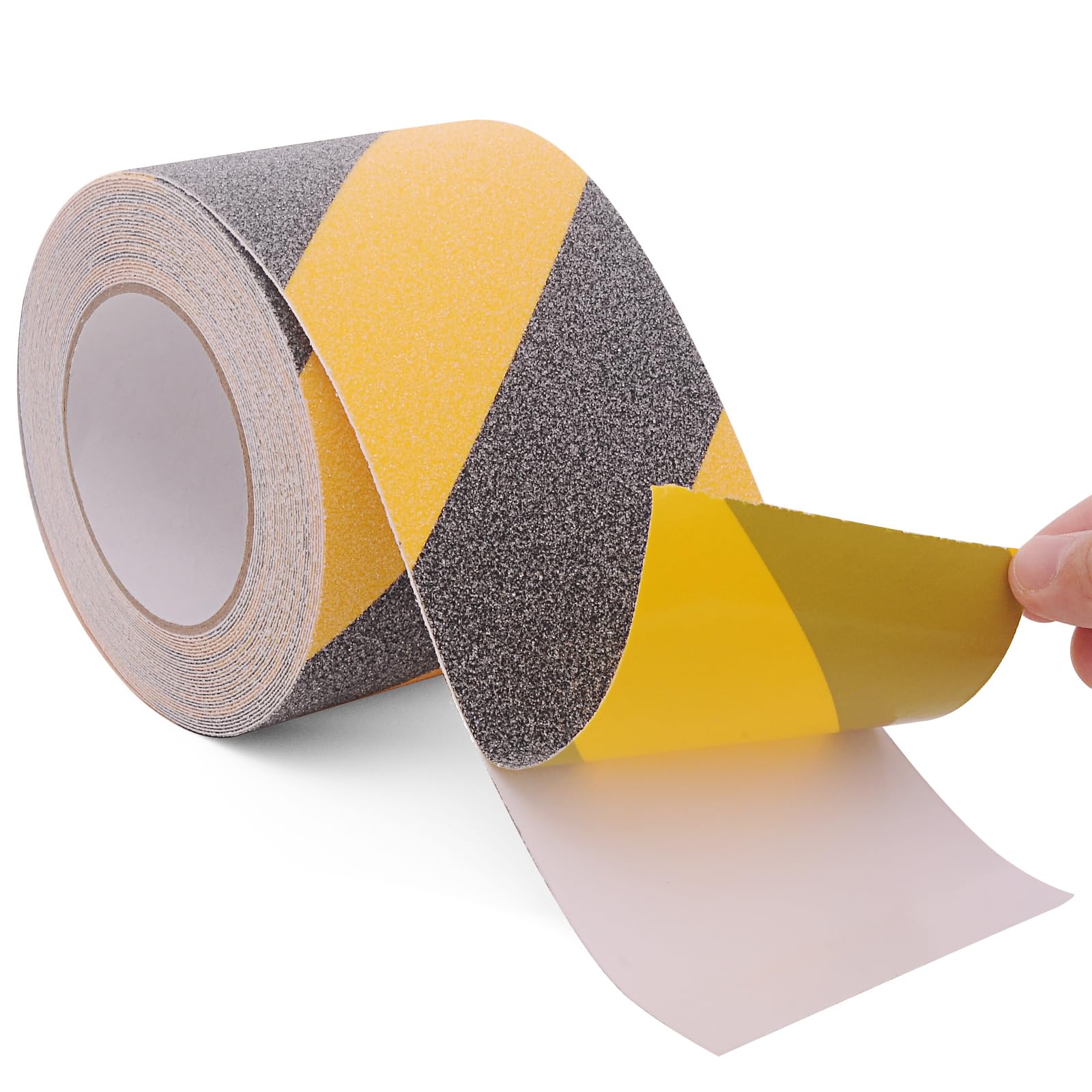 Anti Slip Tape Black & Yellow 10cm x 10m, Heavy Duty Hazard Grip Tape