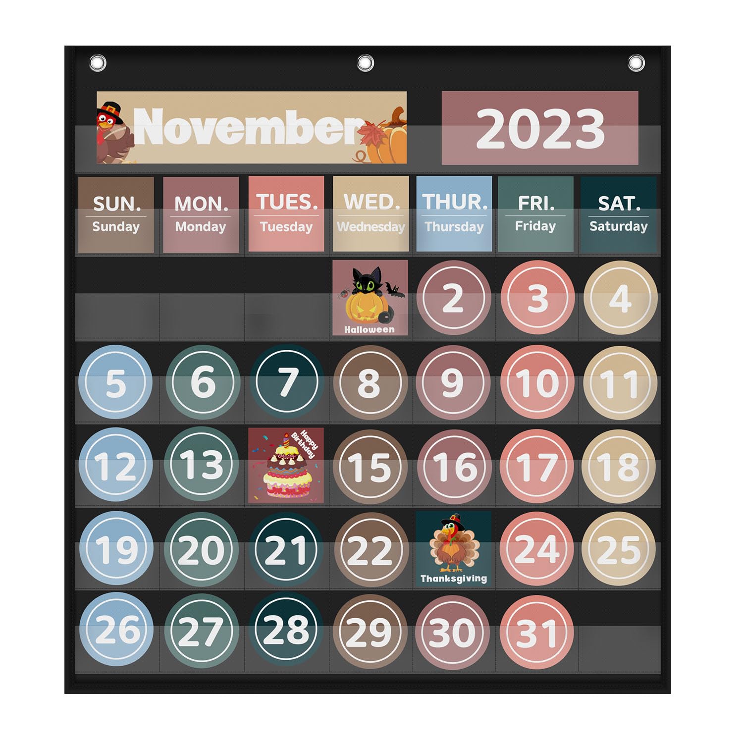 Monthly Calendar Pocket Chart for Classroom, Printed Days of The Week with Cards, Learning for Home or Kindergarten, Teacher Must Have Supplies That