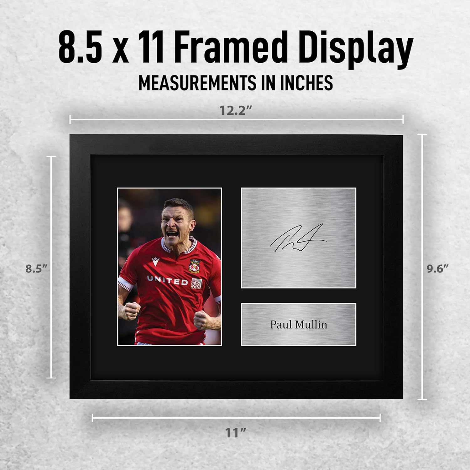 HWC Trading Paul Mullin Wrexham Gifts Printed Signed Autograph Picture for Soccer Fans and Supporters - US Letter Framed