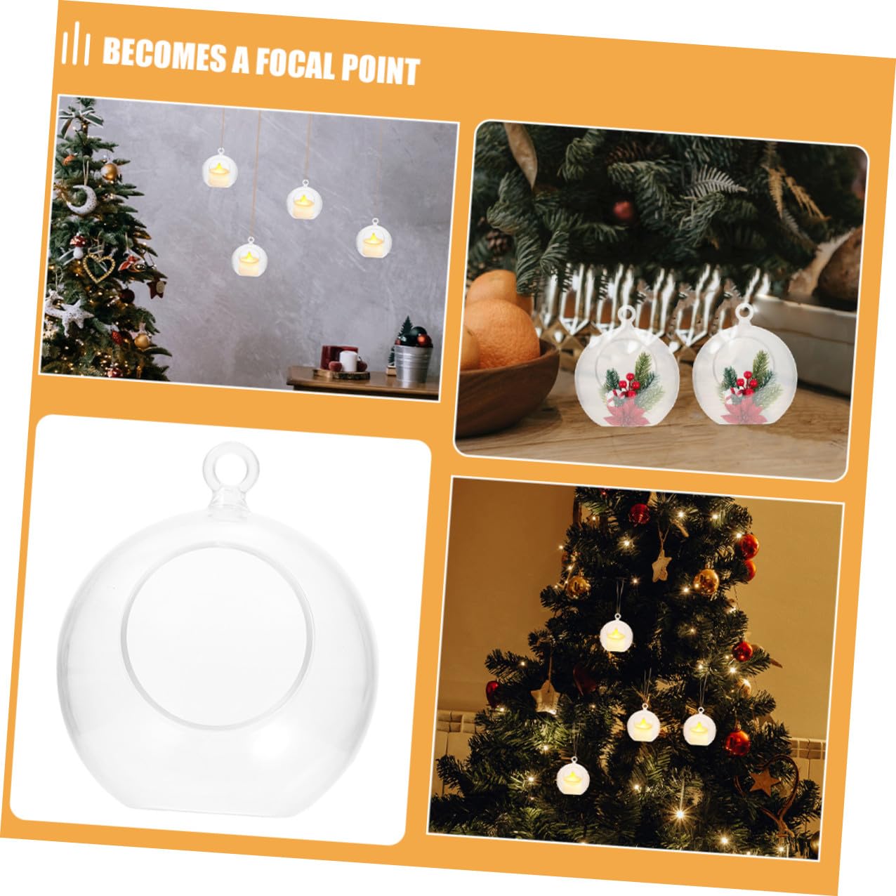 SEWACC Bolas de Adorno Transparentes Huecas de 8 Cm para Colgar, 20 Unidades de Plástico Resistente para Decoración Navideña, Bodas, Cumpleaños y Fiestas, Adornos Rellenables para DIY