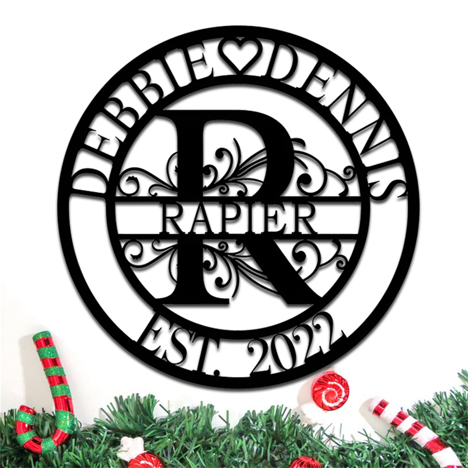 Custom Metal Name Sign, Wedding Decor, Initial Split Monogram Signs, Metal Wall Art, Personalized Wedding, Outdoor Wall Decor