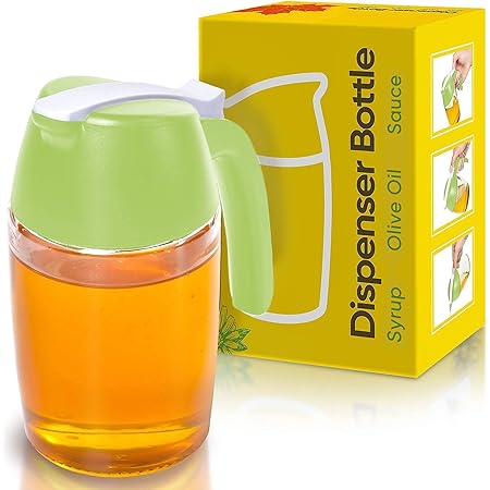 MaKar Dispenser - Multipurpose Soy Sauce Dispenser or Oil Dispenser Bottle - Creamer Dispenser - Salad Dressing Bottle 8.5 oz Creamer Pitcher MaKar Warmer - Great for Pancake Syrup, Green