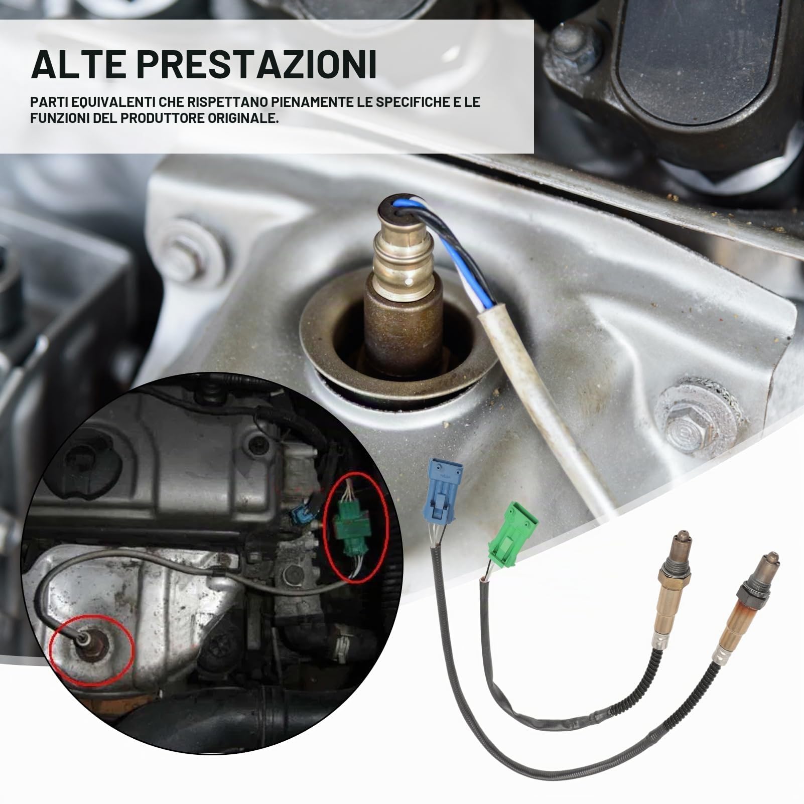 2 x Sonda Lambda per Peugeot 206 207 208 3008 306 308 406 407 508 5008 1007 PARTNER Citroen BERLINGO C2 C3 C4 C6 DS3 SAXO XSARA 96359782 Sensore ossigeno Numero di connessioni: 4 pin