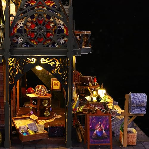 Miniatura 4 de CUTEROOM Casa de muñecas en miniatura con muebles, kit de casa de muñecas en miniatura para bricolaje, kit de casa de muñecas de bricolaje más luz