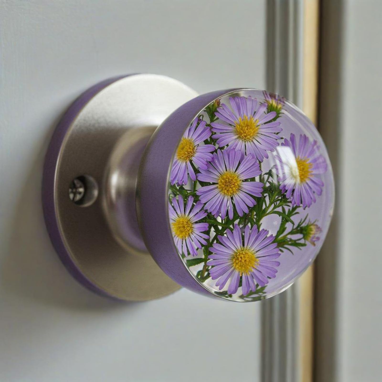 Amazon | クリア樹脂ドアノブ花柄クリスタルデザイン芸術寝室のハード