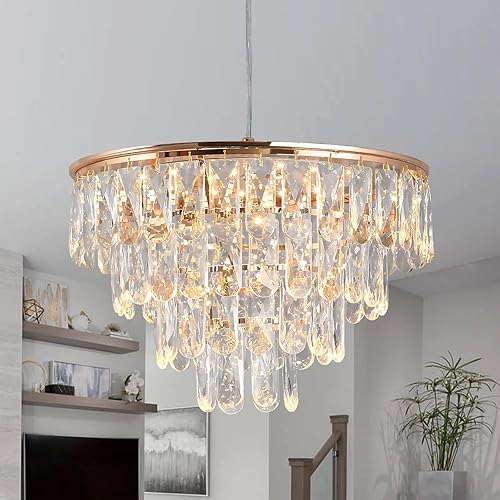 Miniatura 58 de Moderno candelabro de cristal LED, iluminación empotrada, lámpara colgante con control remoto para sala de estar, comedor, dormitorio, isla