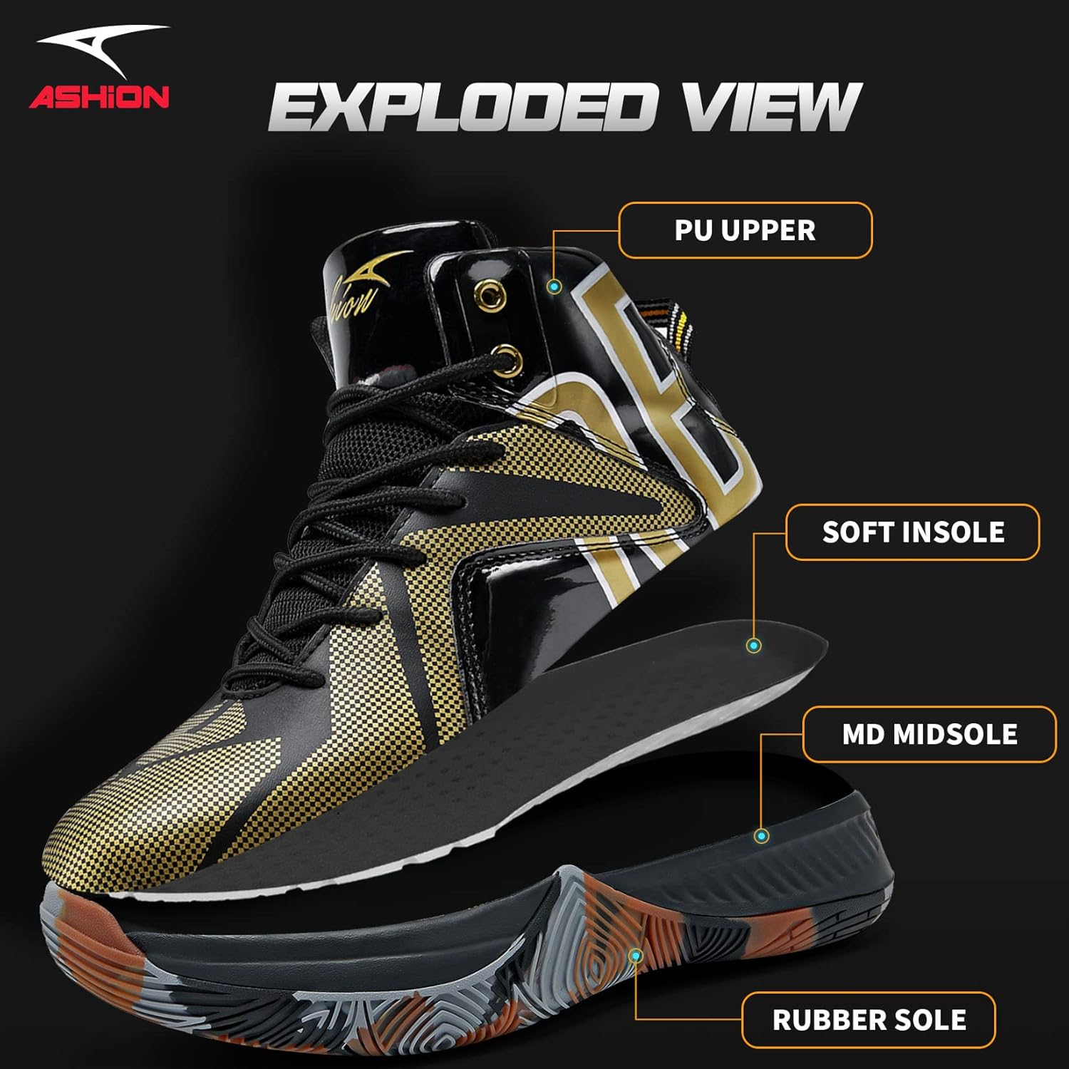 ASHION Men's Lightweight Basketball Shoes - Image 5