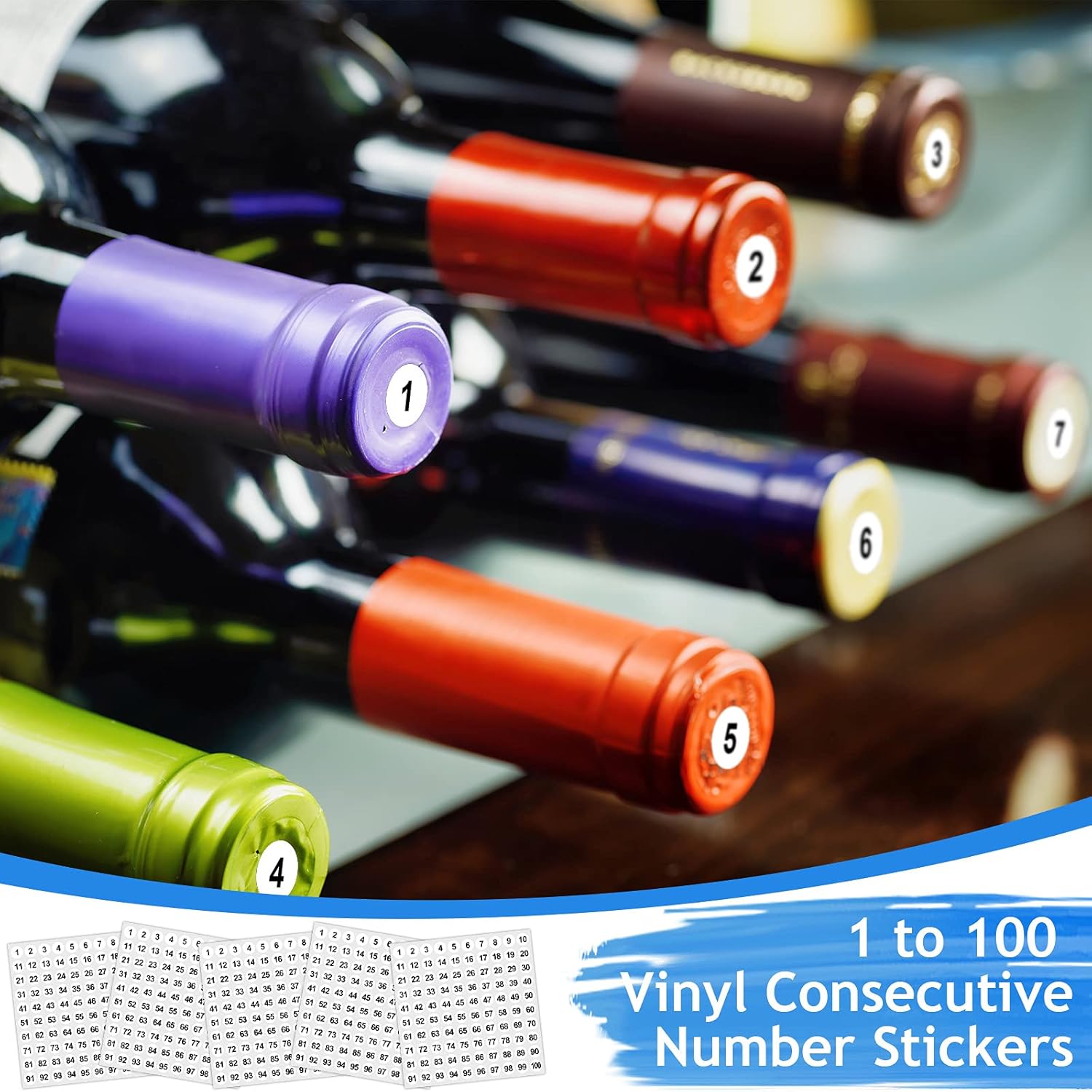 Amazon.com : 50 Sheets 1 to 100 Vinyl Consecutive Number Stickers Small ...