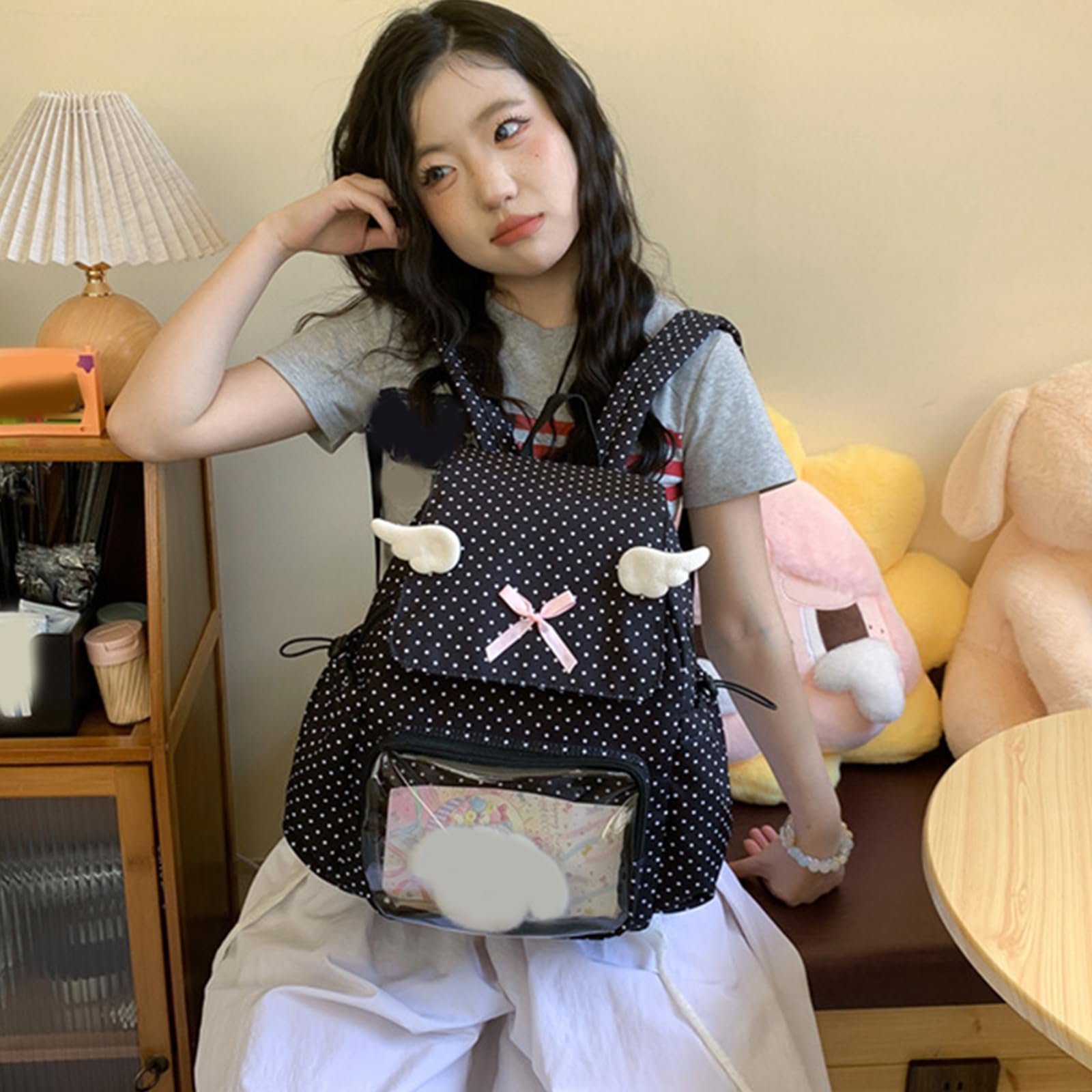 Elegante zaino trasparente con modello retrò, spazioso design resistente all ' usura, zaino per viaggi, attività all ' aperto