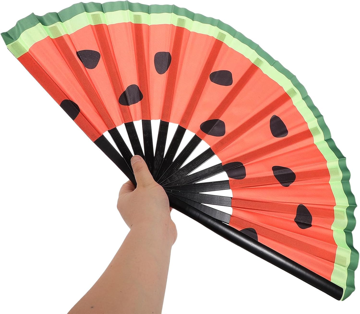 2pcs Fluorescent Watermelon Folding Fan - Decorative Handheld Fans for Dance Performance Wedding Reception Festival Party Accessories Disco Party