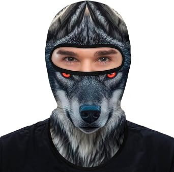 Balaclava Face Mask Ski Mask Big Black Wolf with Red Eyes Full Face Cover Winter Neck Gaiter for Men Women Outdoor Sports