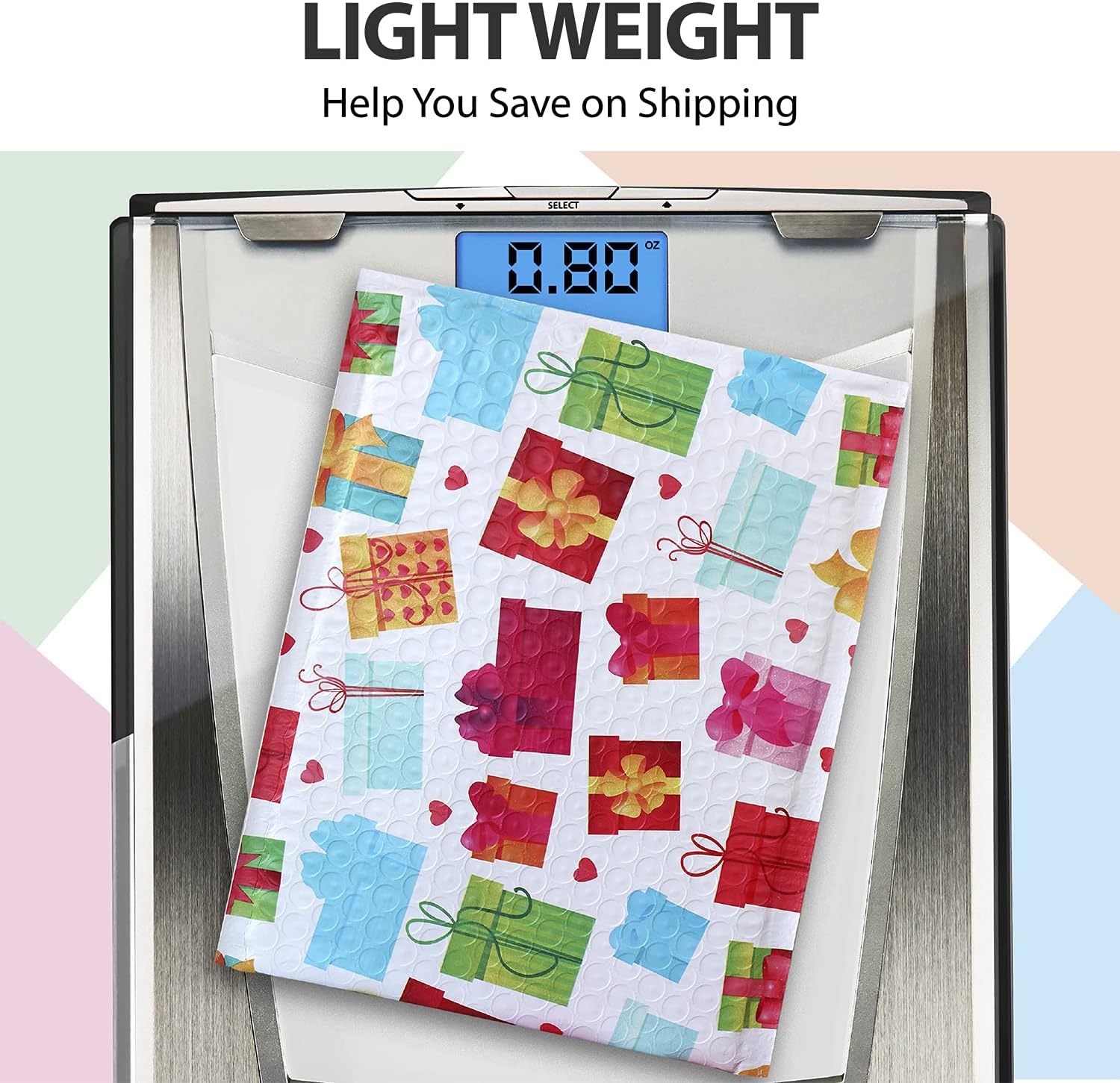 Fosmon #2 Gift Poly Bubble Mailer 8.5 x 12 inches (50 Pack), Lightweight Water/Dust/Shock/Tear Resistant Padded Shipping Envelopes - Birthday, Celebrations, Holiday