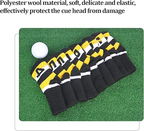 Miniatura 4 de Fundas de hierro de punto, fundas protectoras para golfs, juego con números para madera, ajuste conductores, calles, híbridos (negro) ocio y deportes