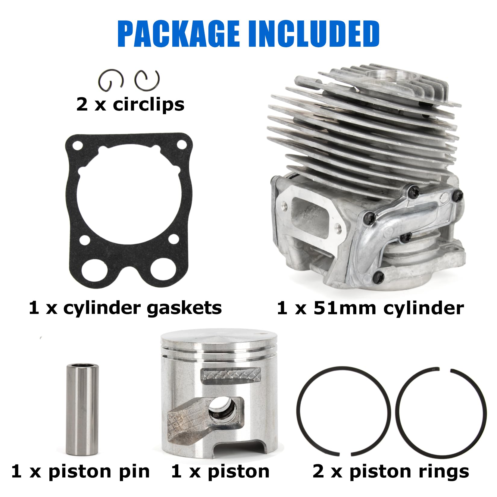 psler Kit de révision de piston de cylindre de 51 mm – Remplace 581476102 581476103 – Kit de révision de piston d'assemblage de cylindre compatible avec Husqvarna Power Cutter K760 II K760 Active II