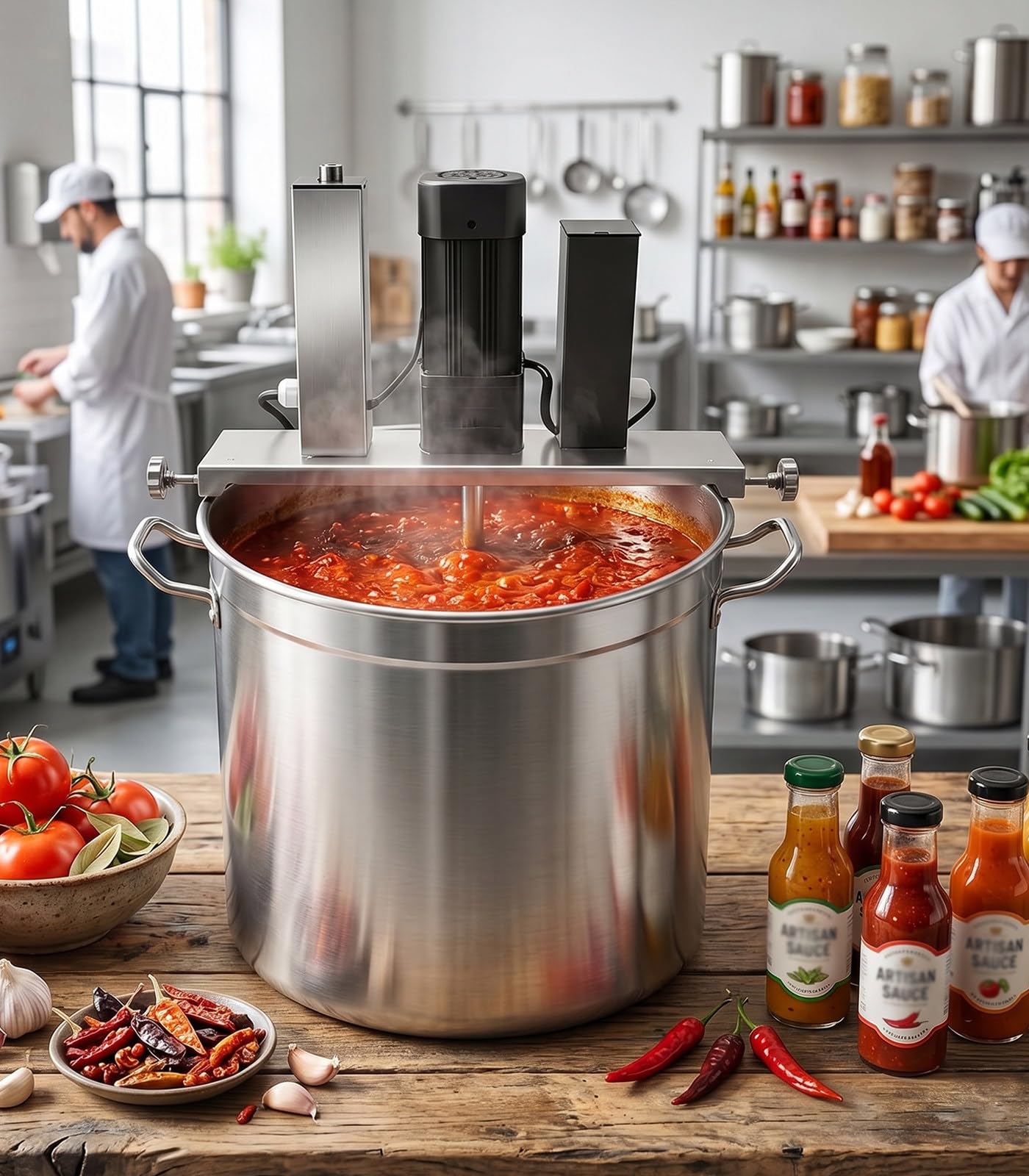 Kindevieft Multicolor Commercial Automatic Stir, Stainless Steel Automatic Mixer Machine With Blade Mixing Scraper, For Soup Chili Sauce Beverage Jam Porridge 60L