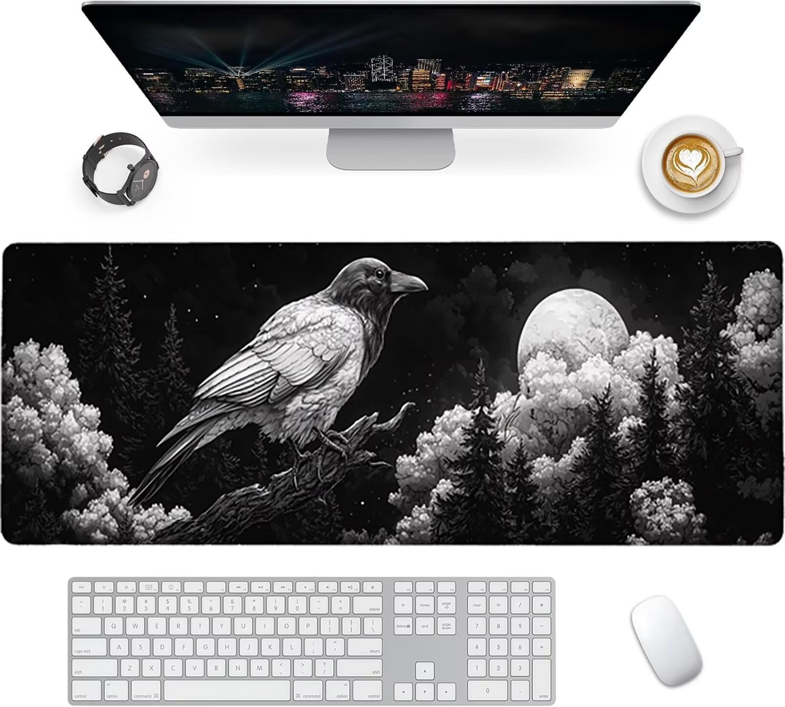 Lpfieonn Tiere Großes Schreibtischunterlage, XXL Schreibtischunterlagen, Schwarz XXL Wasserdicht Gaming Mousepad mit Vernähter Rand und Rutschfeste Gummibasis, für Laptop/Hause/Büro 120x60cm PF-3133