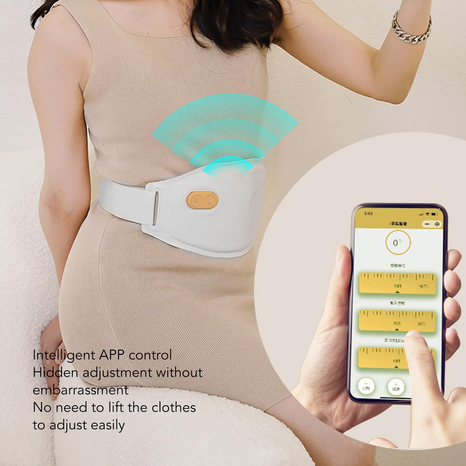 Elektrischer Menstruations-Wärmegürtel, Schnelle Erwärmung, 5 Massagemodi Zur Linderung von Rückenschmerzen, Graphen-Material