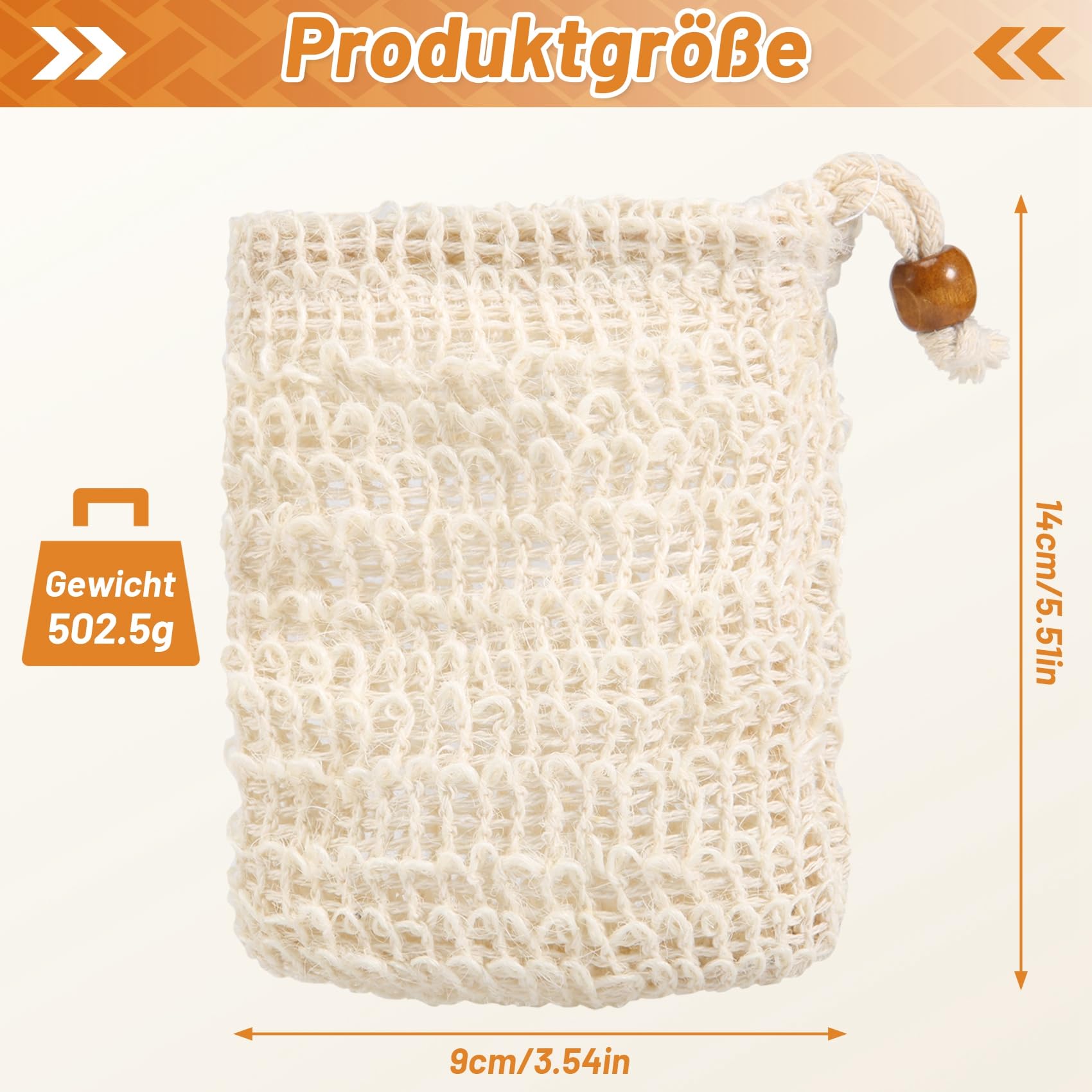 Bolsas de jabón de sisal con cordón para baño y ducha, 40 unidades