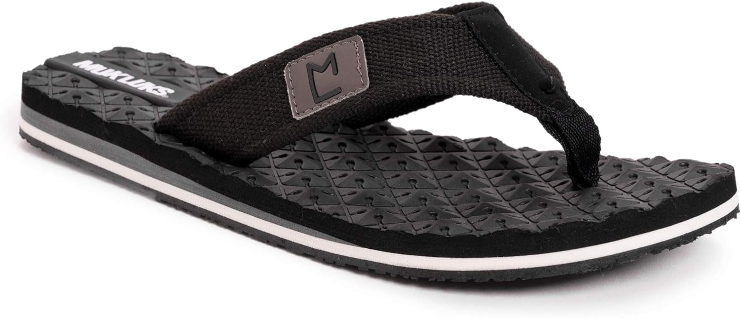MUK LUKS mens Men Chill Out Thong-black Flip Flop, Out Black, 9 US