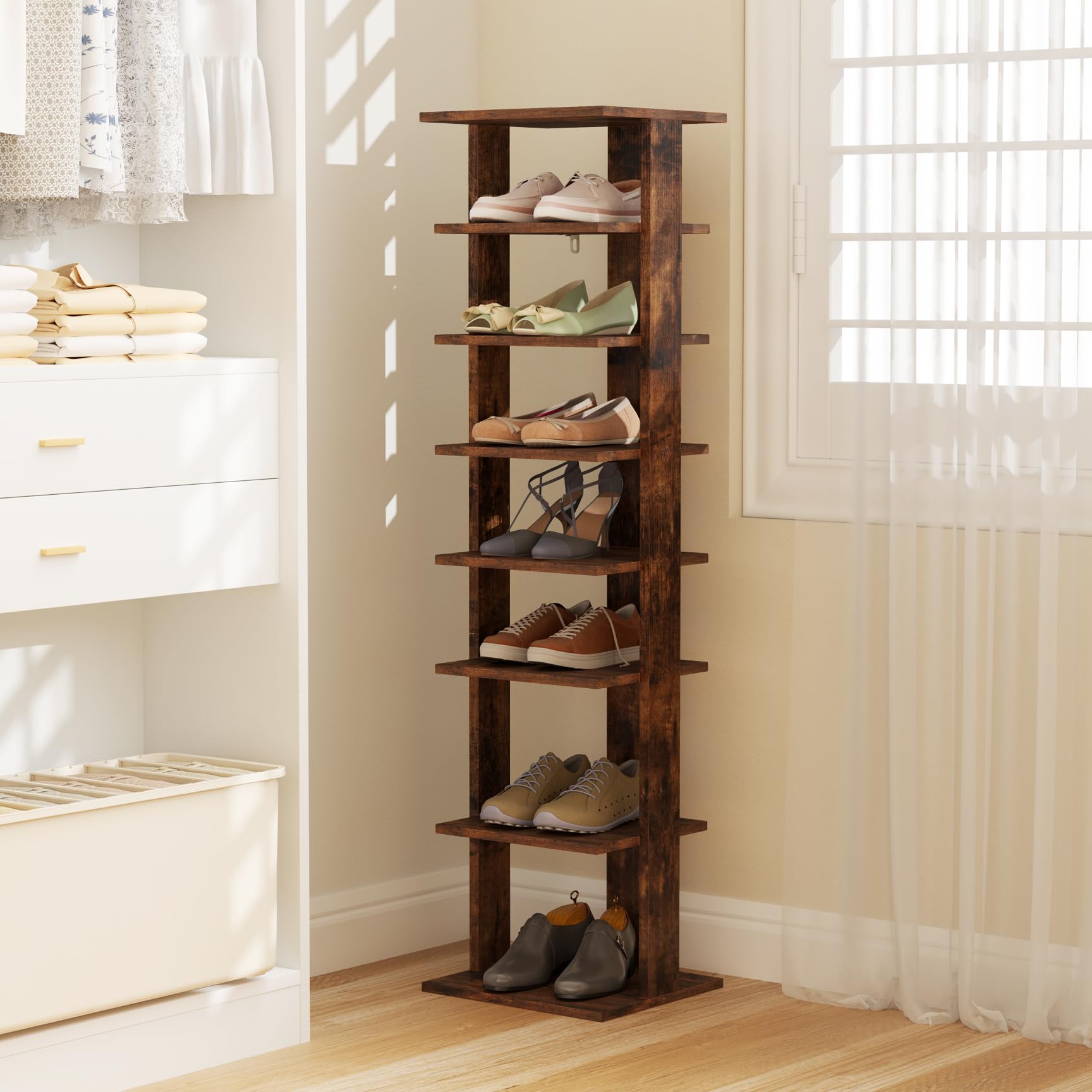 Amazon.com: Tangkula 8-Tier Vertical Shoe Rack, Space-Saving