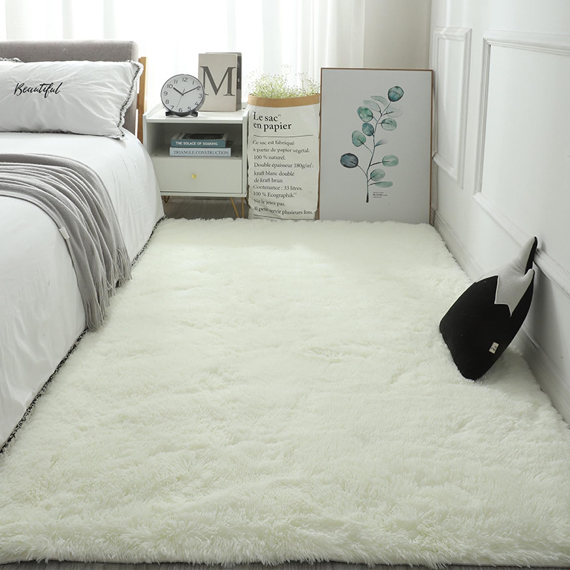 Tapis moderne à poils longs grand tapis de sol chambre d'enfant et salon doux