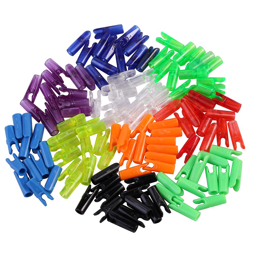 BICASTER 100PCS Arrow Pin Nocks Plastic for 3.2/4.2/6.2mm Shaft Archery Recurve Bows (Red, Size Small)