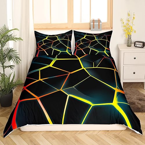 Juego de ropa de cama de nido de abeja amarillo estereoscópico de panal para niños y niñas, funda de edredón hexagonal y3k y3k colmena funda de