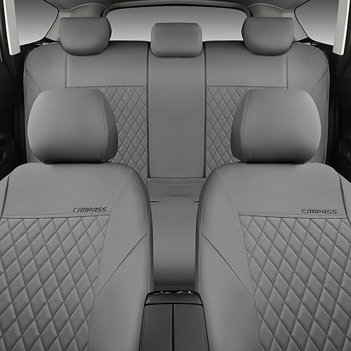 Miniatura 14 de CAR PASS Fundas de asiento de cuero morado, funda acolchada para asiento de automóvil con esponja compuesta de 0.197 in en el interior, compatible