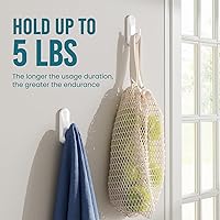 Vista 4 de TAILI Hooks for Hanging,2 Plastic Large Sticky Hooks and 4 Adhesive Strips, White Utility Hooks for Painted Wall, No Damage Heavy Duty Hold up to 5