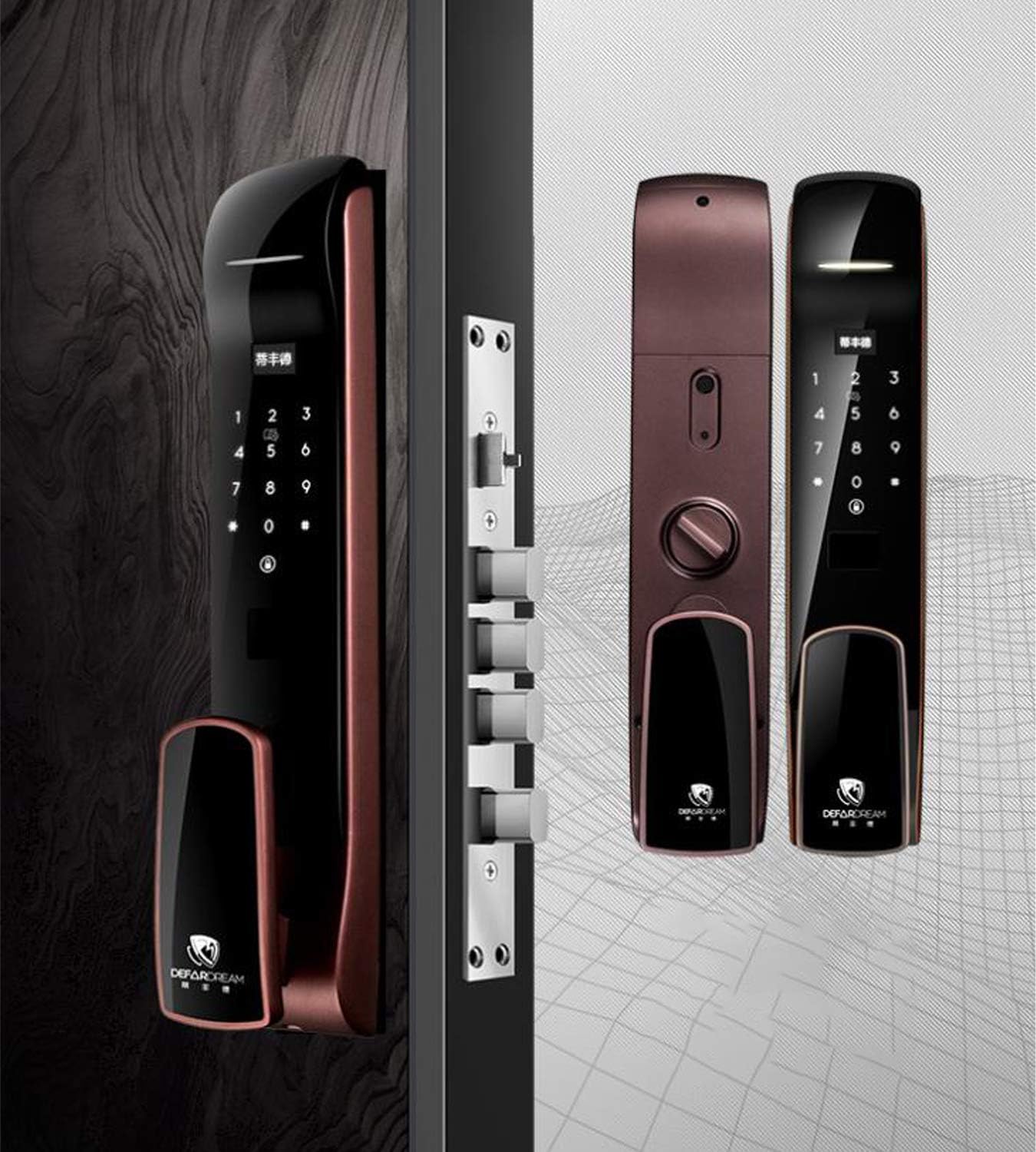 Door Handle with Lock Fingerprint Lock Home Security Door Smart Lock Automatic Door Lock Password Electronic Locks Swipe Door Lock Fingerprint Unlock Privacy Code Swipe to Unlock