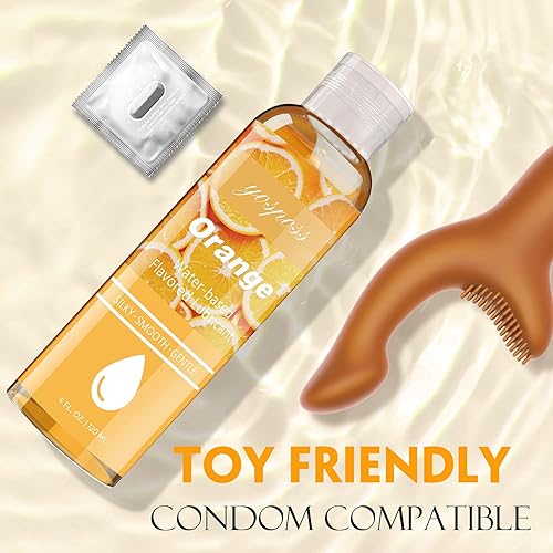 Miniatura 2 de YOSPOSS Lubricante a base de agua con sabor a naranja para mujeres, 4 onzas líquidas, lubricante personal besable para hombres, mujeres y parejas,