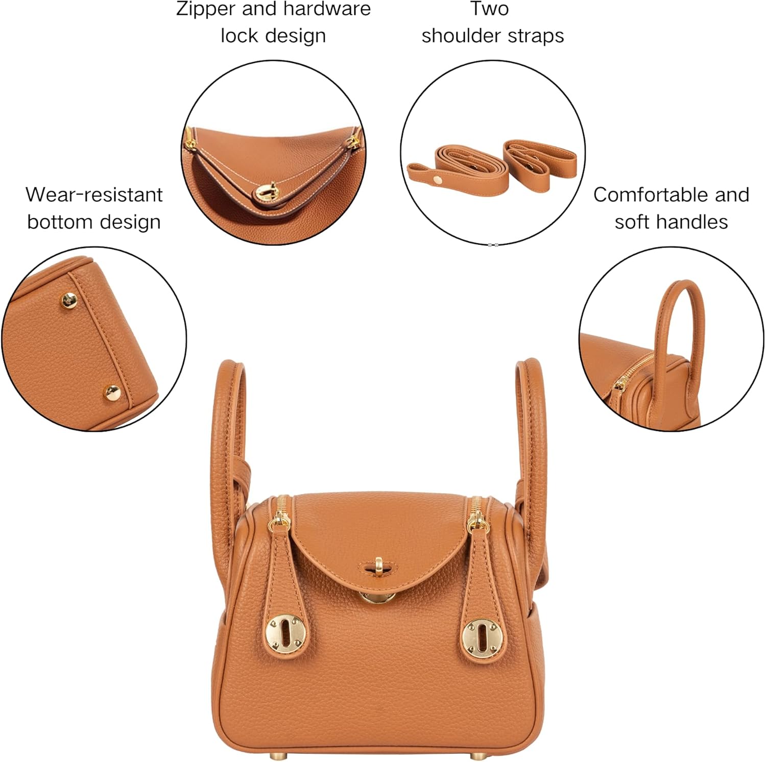Shoulder Bag With Zipper Small Leather Crossbody Bags For Women Purse Handbags - Image 5