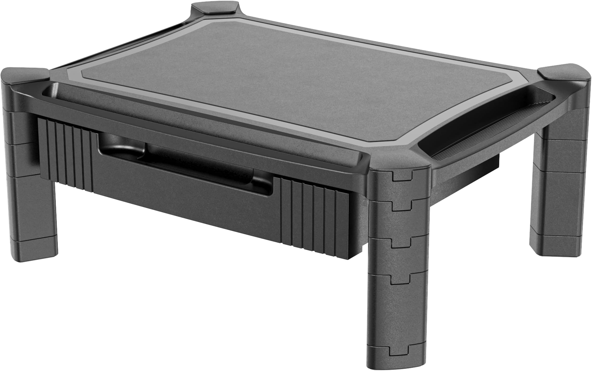 PUTORSEN® Adjustable Monitor Stand Riser with Pull Out Drawer for Computer, iMac, PC, Printer, Laptop with Tablet & Phone Holder, Cable Management Slot, up to 10KG