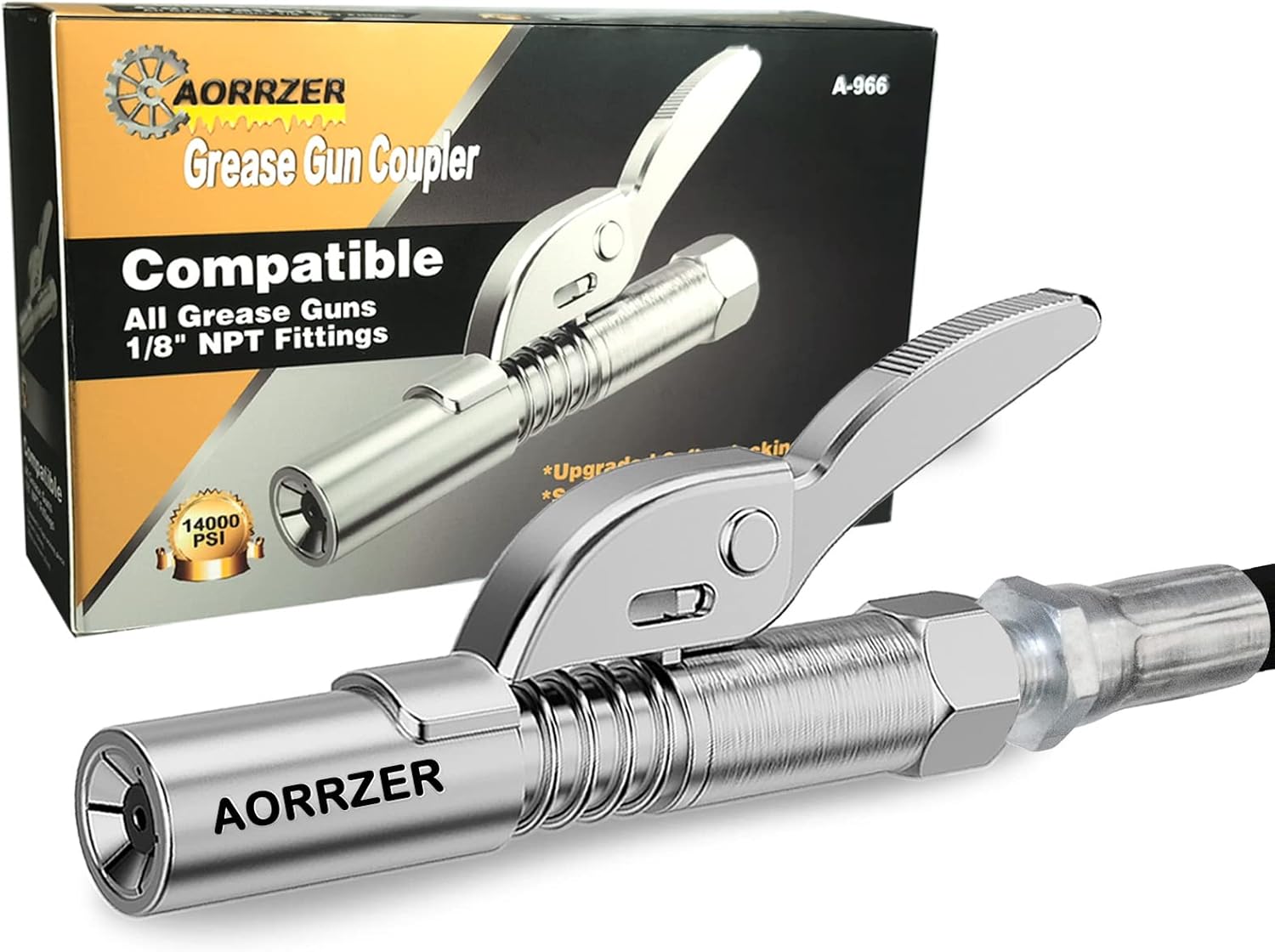 AORRZER Grease Gun Coupler, Strong Lock on Grease Couplers, 12000 PSI